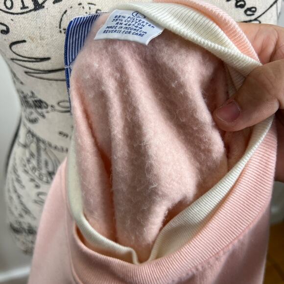 Vintage Grannycore pink fleece lined sweater w/ fake collar & tapestry blocking - Picture 4 of 11